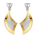 9K gold two-tone curved drop earrings for girls by Marvel Silver