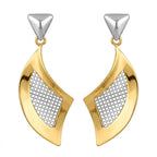 9K gold two-tone curved drop earrings for girls by Marvel Silver