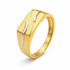 Marvel Silver 9K Gold Two-Tone Curved Line Ring for Boys and Men