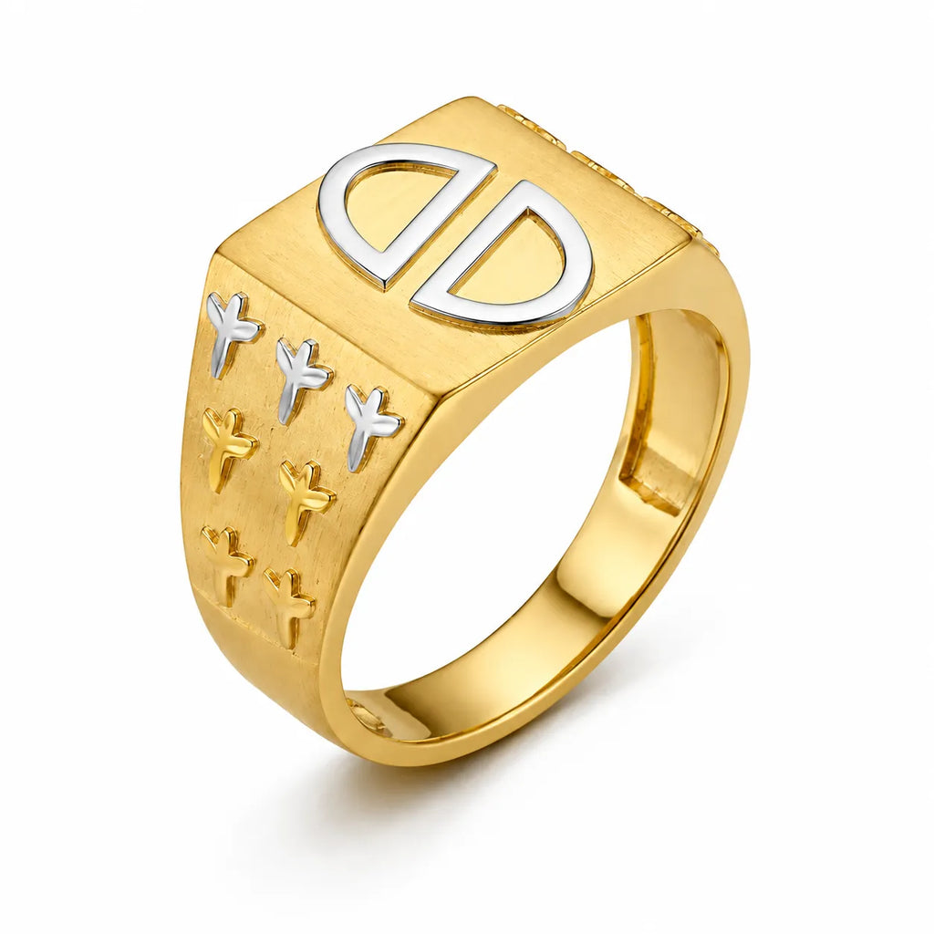 Marvel Silver 9K Gold Two-Tone D Design Ring for Boys and Men