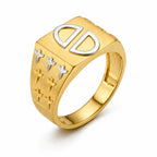 Marvel Silver 9K Gold Two-Tone D Design Ring for Boys and Men