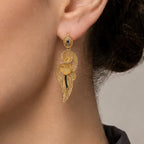 9K gold two-tone designer long drop earrings for girls by Marvel Silver