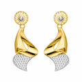 9K gold two-tone floral designer drop earrings for girls by Marvel Silver