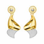 9K gold two-tone floral designer drop earrings for girls by Marvel Silver
