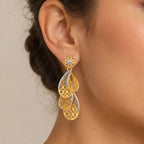 9K gold two-tone floral drop earrings for girls by Marvel Silver