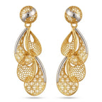 9K gold two-tone floral filigree drop earrings for girls by Marvel Silver