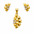 Marvel Silver 9K Gold Two-Tone Floral Leaf Necklace Set with Matching Earrings for Women – Chain Not Included