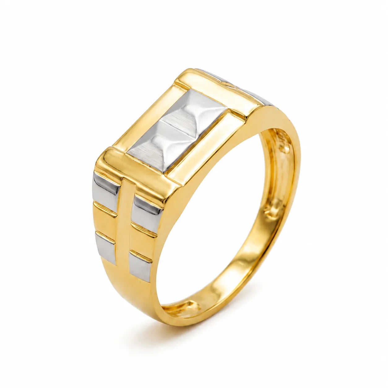 Marvel Silver 9K Gold Two-Tone Geometric Rectangular Ring for Boys and Men