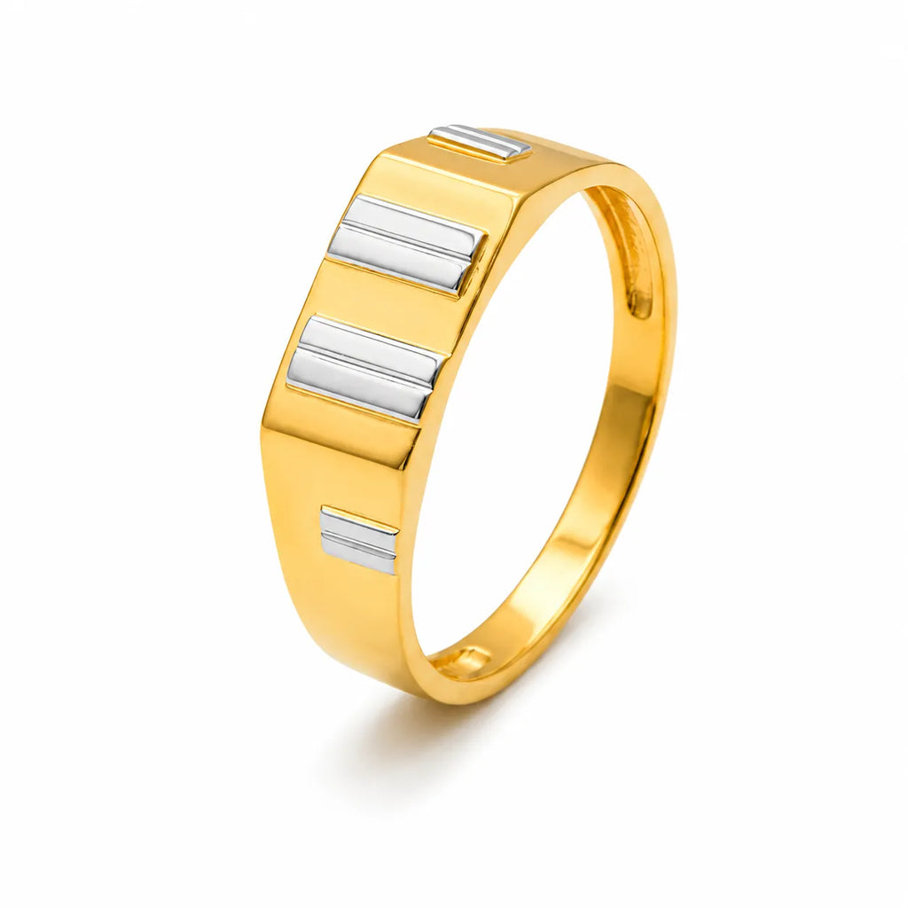 Marvel Silver 9K Gold Two-Tone Geometric Ring for Boys and Men