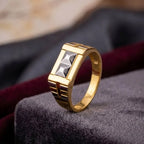 Marvel Silver 9K Gold Two-Tone Geometric Rectangular Ring for Boys and Men