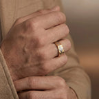 Marvel Silver 9K Gold Two-Tone Geometric Ring for Boys and Men