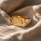 Marvel Silver 9K Gold Two-Tone Geometric Rectangular Ring for Boys and Men