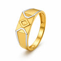 Marvel Silver 9K Gold Two-Tone Geometric Shield Ring for Boys and Men