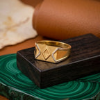 Marvel Silver 9K Gold Two-Tone Geometric Shield Ring for Boys and Men