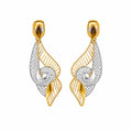 9K gold two-tone leaf designer drop earrings for girls by Marvel Silver