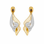 9K gold two-tone leaf designer drop earrings for girls by Marvel Silver