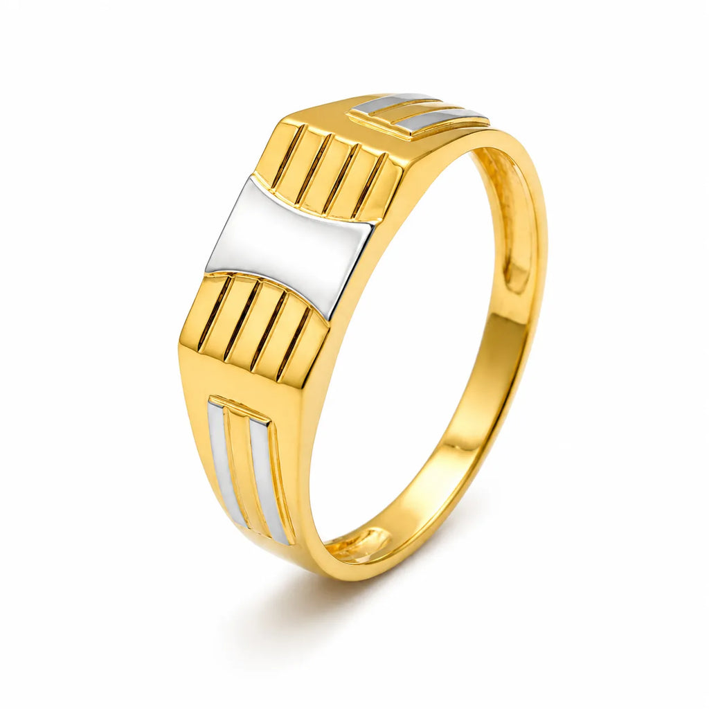 Marvel Silver 9K Gold Two-Tone Linear Design Ring for Boys and Men