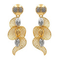 9K gold two-tone mesh designer long earrings for girls by Marvel Silver