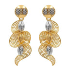 9K gold two-tone mesh designer long earrings for girls by Marvel Silver