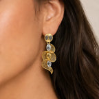 9K gold two-tone mesh designer long earrings for girls by Marvel Silver