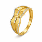 Marvel Silver 9K Gold Two-Tone Modern Textured Ring for Boys and Men