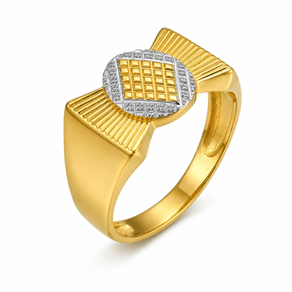 Marvel Silver 9K Gold Two-Tone Square Geometric Design Ring for Boys and Men
