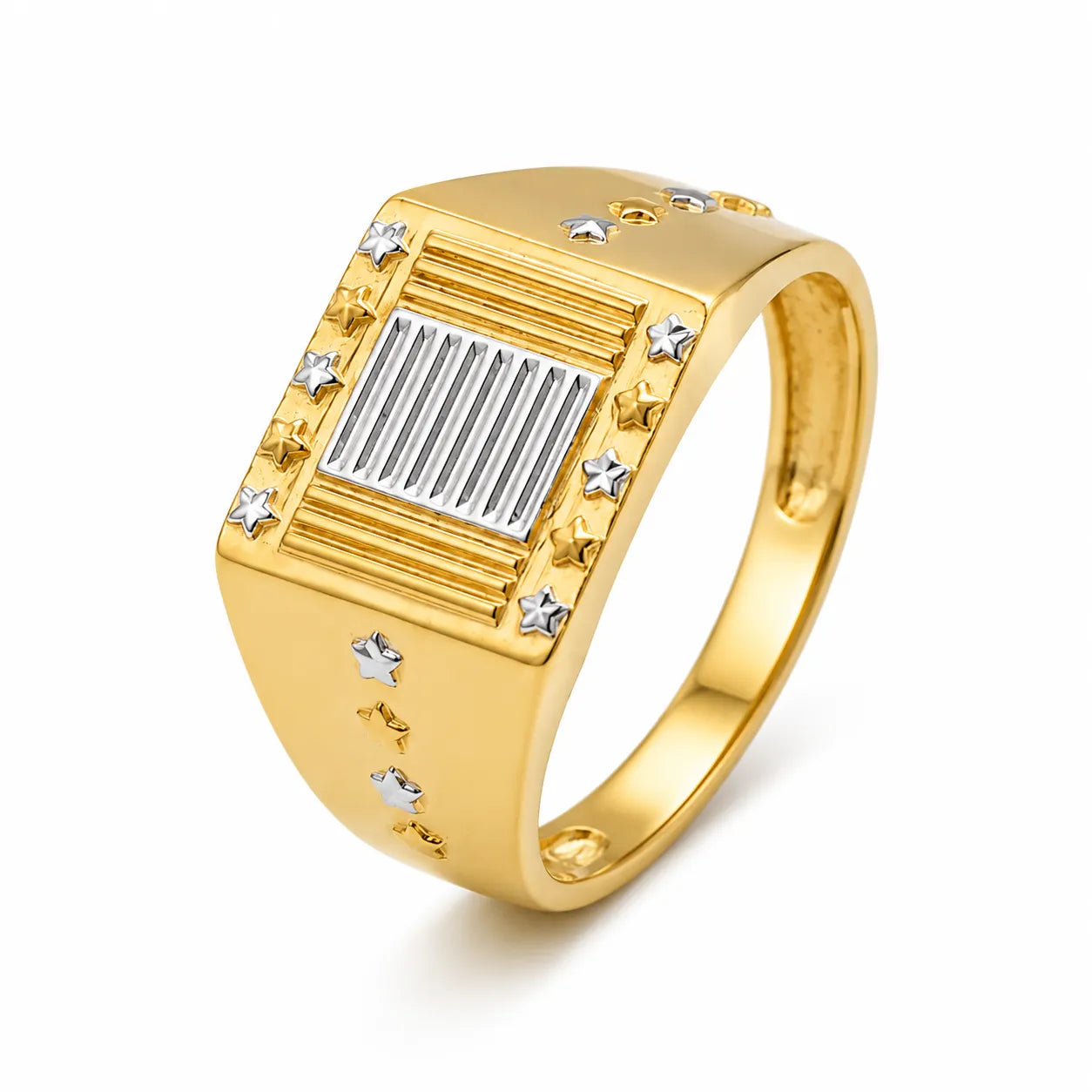 Marvel Silver 9K Gold Two-Tone Star Design Ring for Boys and Men