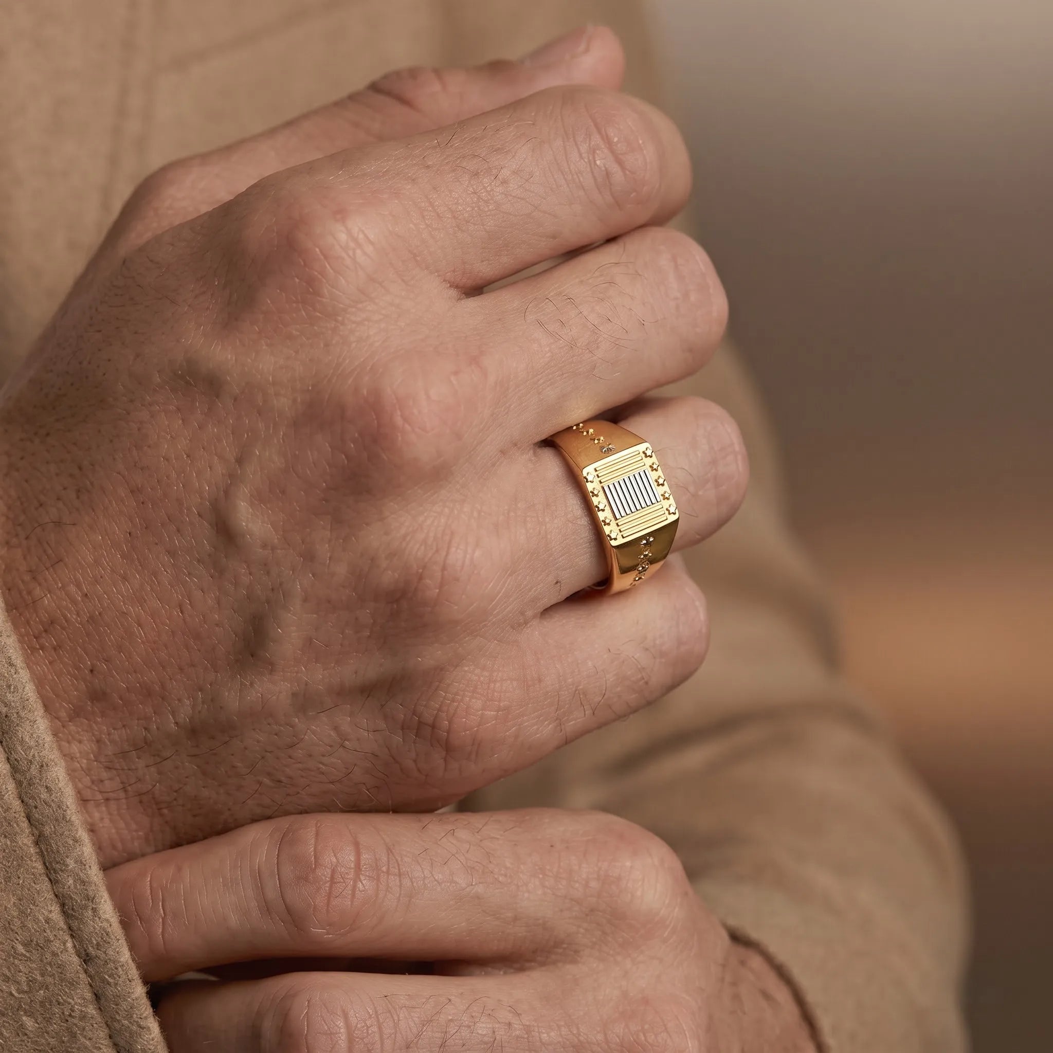 Marvel Silver 9K Gold Two-Tone Star Design Ring for Boys and Men
