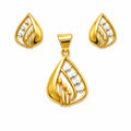 Marvel Silver 9K Gold Two-Tone Teardrop Leaf Necklace Set with Matching Earrings for Women – Chain Not Included