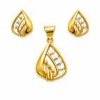 Marvel Silver 9K Gold Two-Tone Teardrop Leaf Necklace Set with Matching Earrings for Women – Chain Not Included