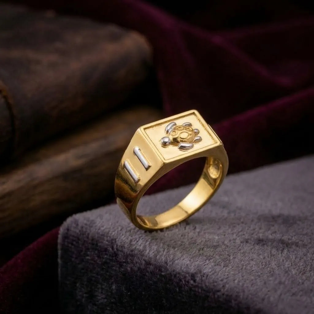 Marvel Silver 9K Gold Two-Tone Turtle Signet Ring for Boys and Men