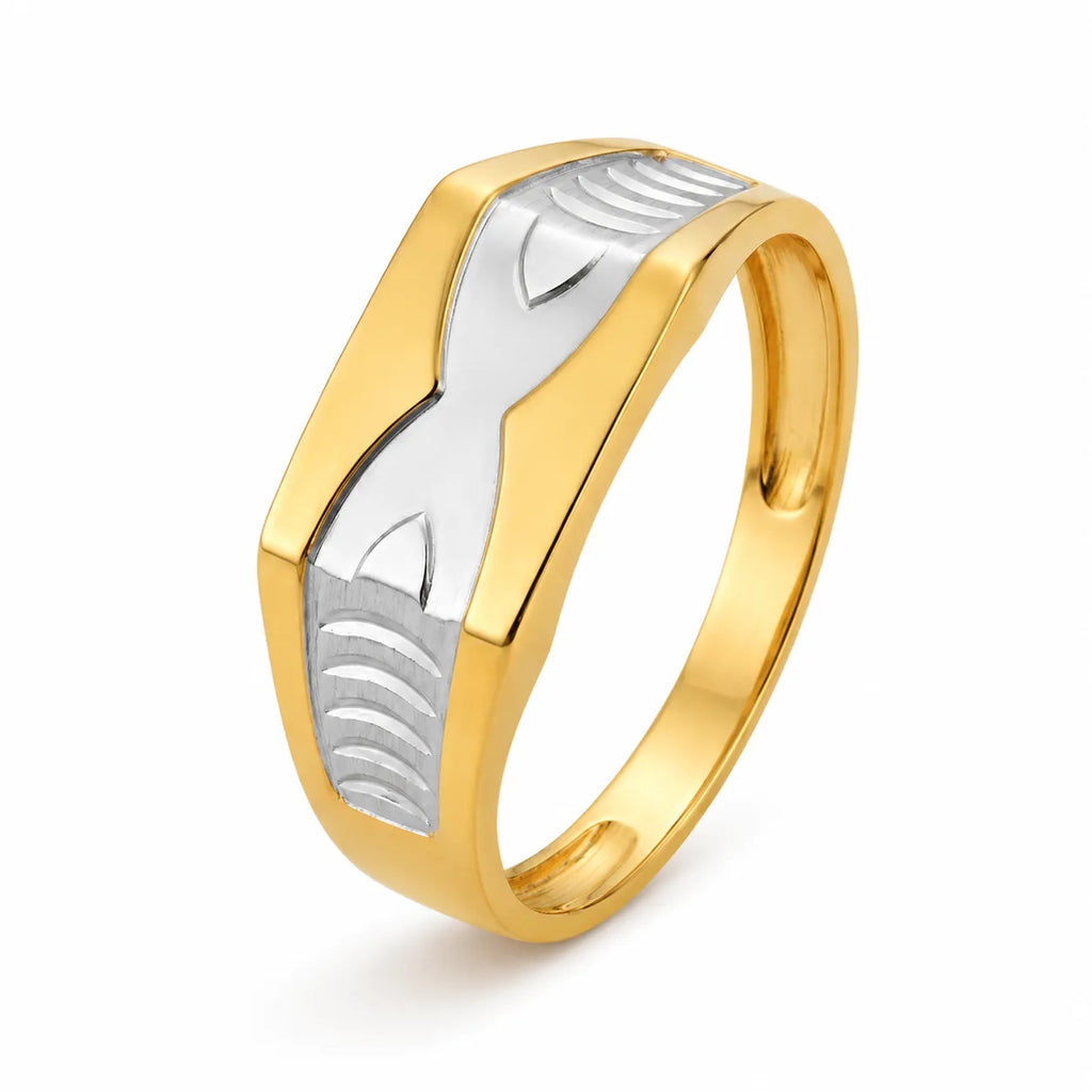 Marvel Silver 9K Gold Two-Tone Wave Signet Ring for Boys and Men