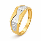 Marvel Silver 9K Gold Two-Tone Wave Signet Ring for Boys and Men