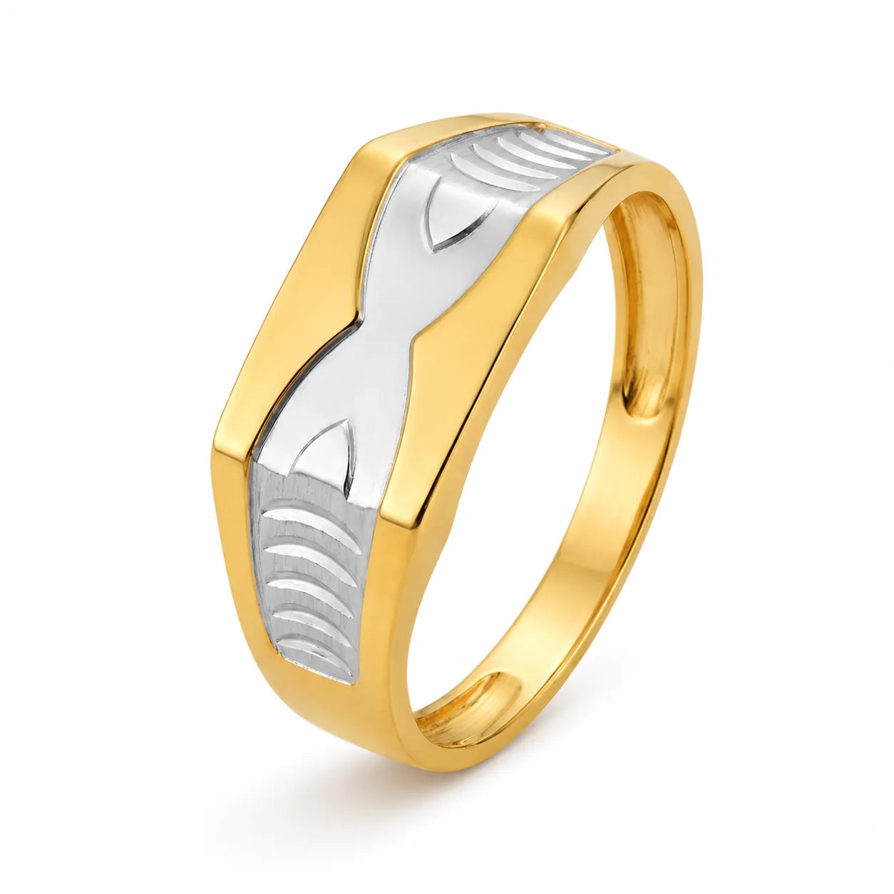 Marvel Silver 9K Gold Two-Tone Wave Signet Ring for Boys and Men