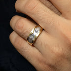 Marvel Silver 9K Gold Two-Tone Wave Signet Ring for Boys and Men