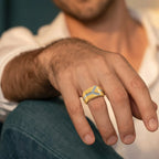Marvel Silver 9K Gold Two-Tone Y Design Ring for Boys and Men