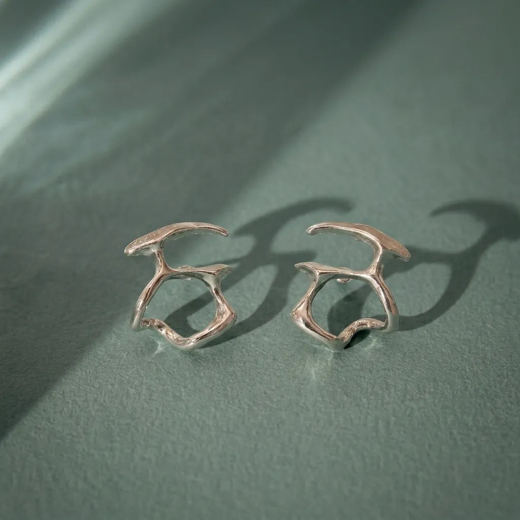 Marvel Silver Abstract Silver Sculptural Stud Earrings for Women with Modern Minimalist Design