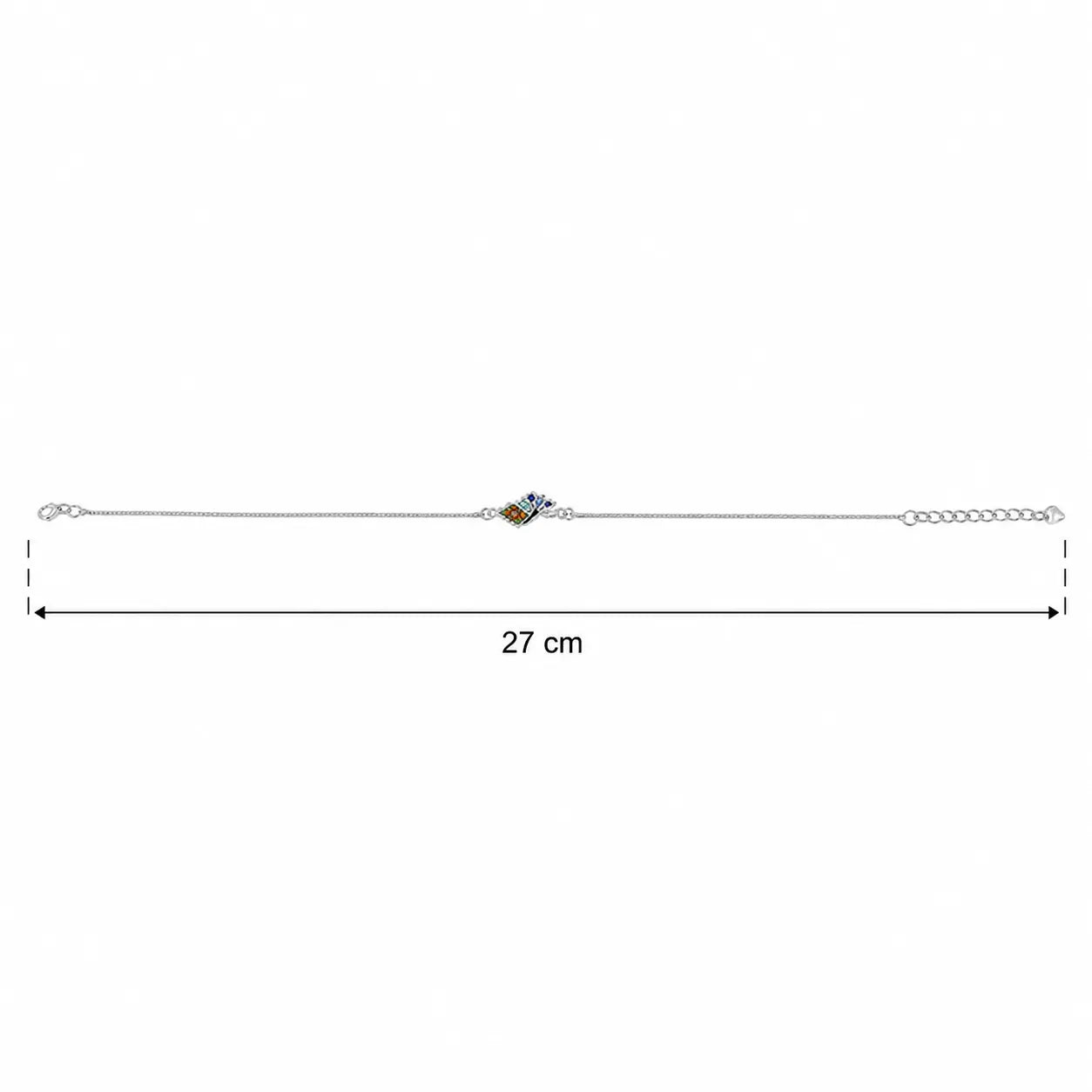 Marvel Silver adjustable silver anklet for women with colorful peacock design and extension chain