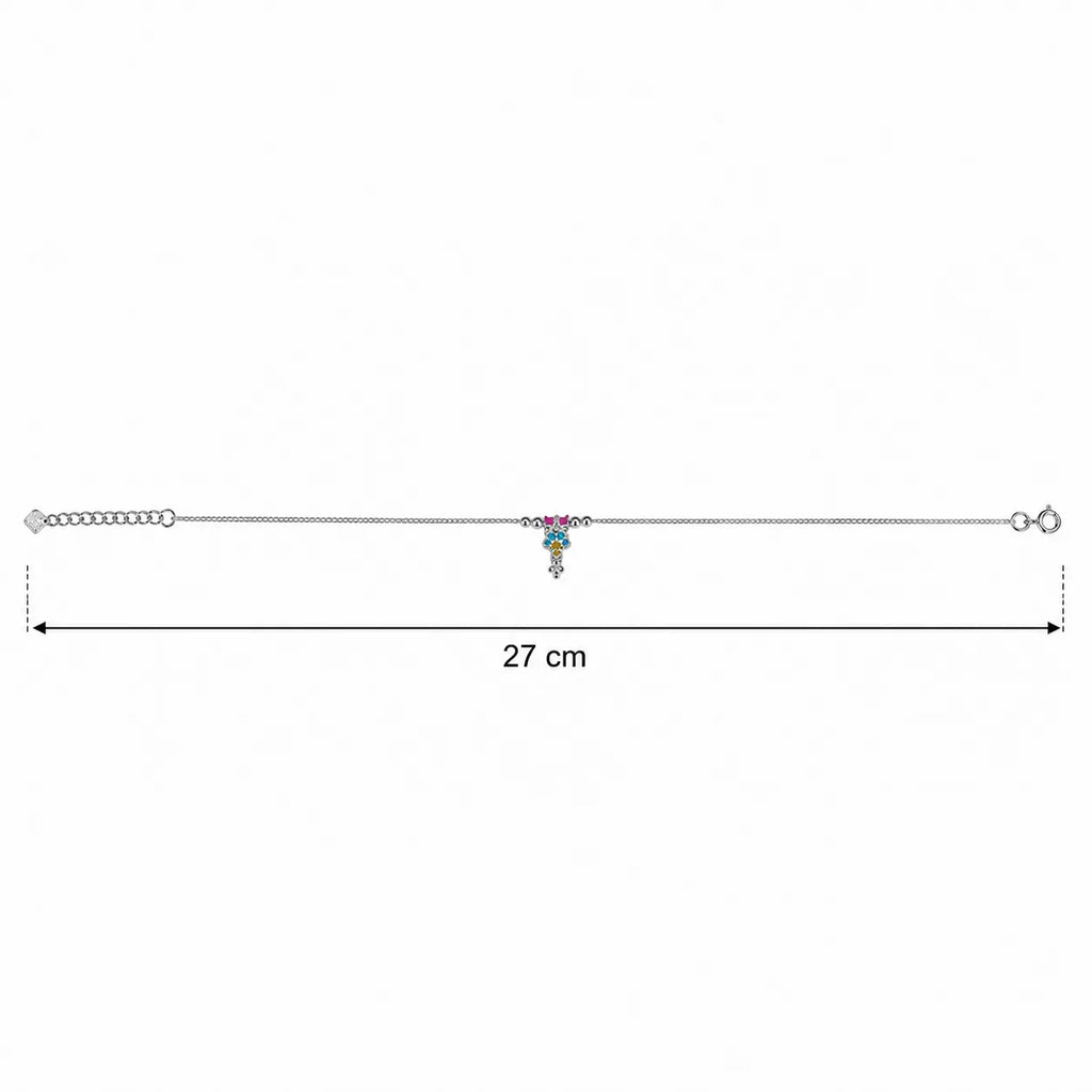 Marvel Silver adjustable silver anklet for women with colorful hanging charm and silver bead detailing