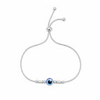 Marvel Silver adjustable silver bracelet for women with blue evil eye centerpiece and slider closure