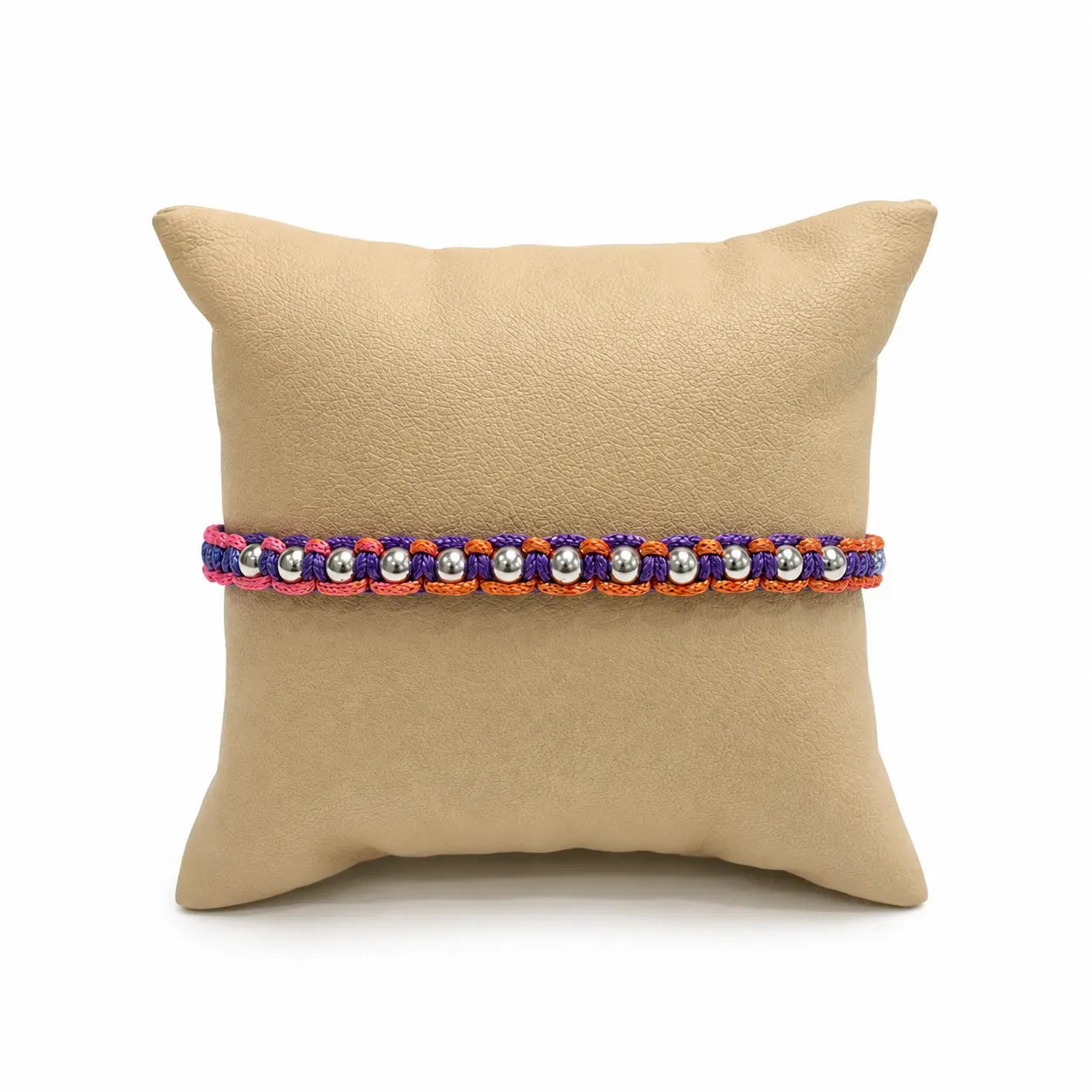 Marvel Silver 925 sterling silver beaded adjustable macrame bracelet with multicolor thread and polished silver beads for men and women.
