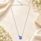 Marvel Silver Aqua Blue Butterfly Silver Chain Pendant for Girls and Women