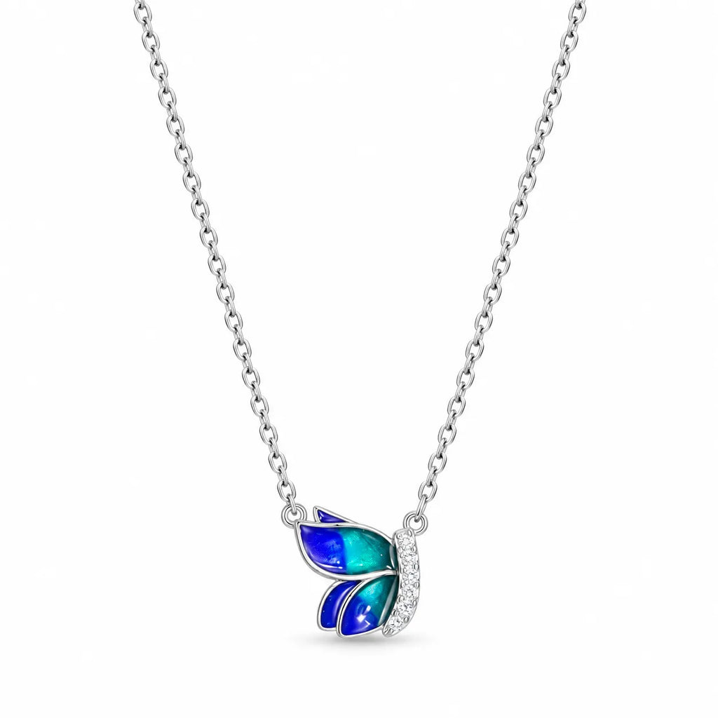 Marvel Silver Aqua Blue Butterfly Silver Chain Pendant for Girls and Women