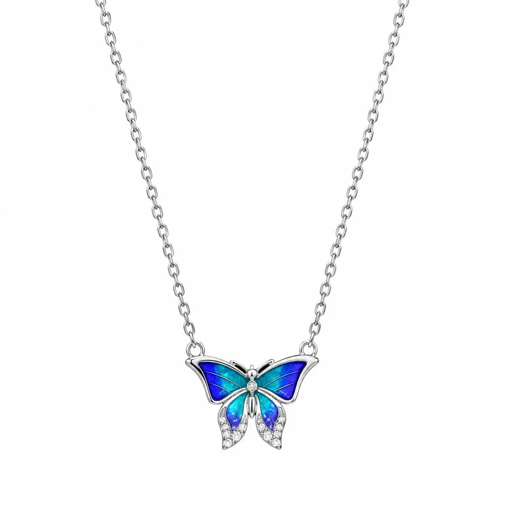 Marvel Silver Aqua Dream Butterfly Silver Chain Pendant for Girls and Women