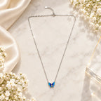 Marvel Silver Azure Glow Butterfly Silver Chain Pendant for Girls and Women