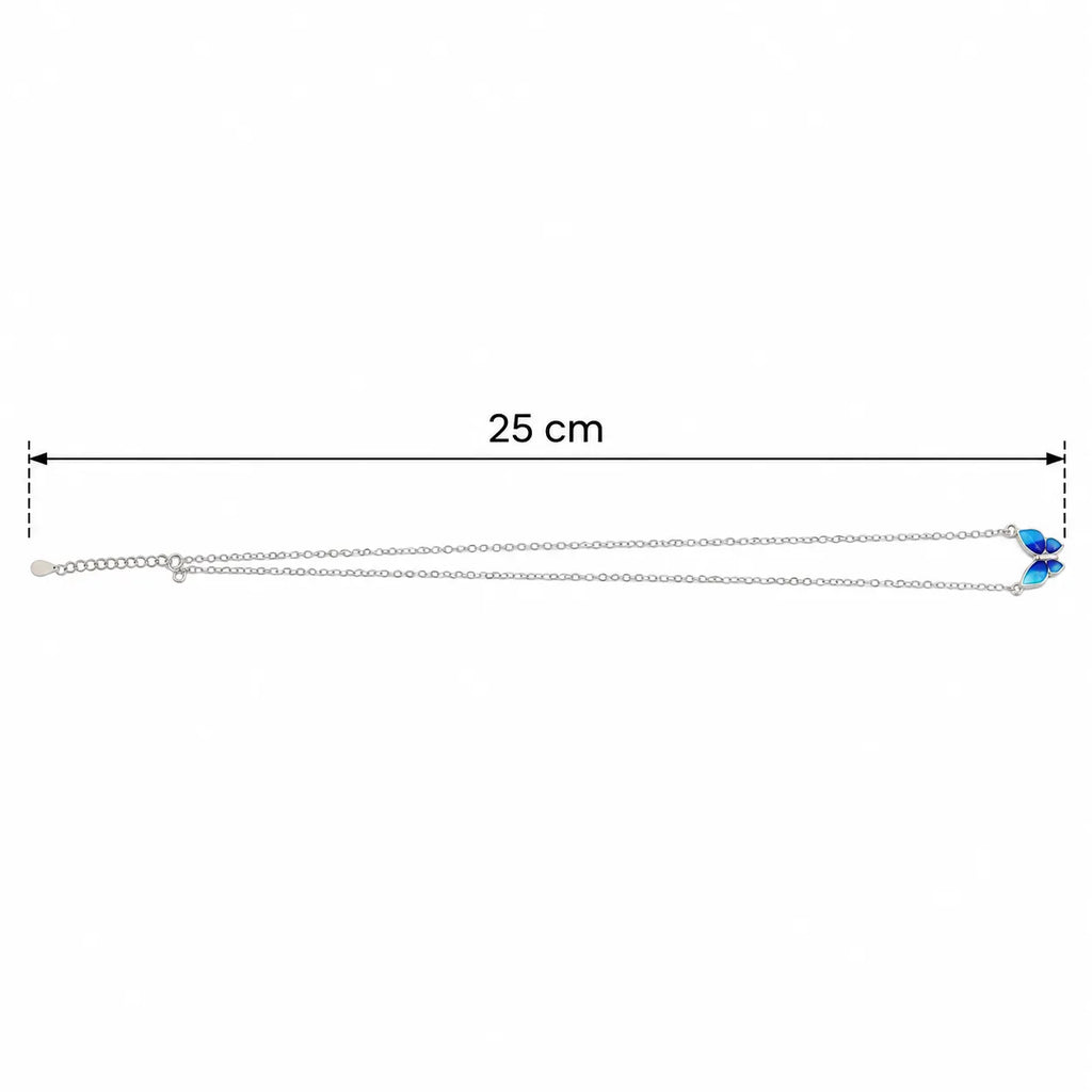 Marvel Silver Azure Glow Butterfly Silver Chain Pendant for Girls and Women