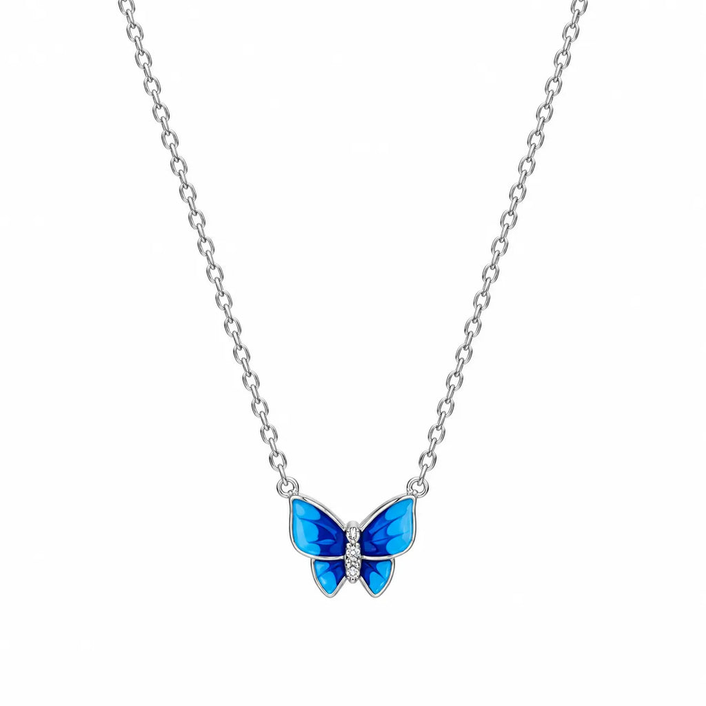 Marvel Silver Azure Glow Butterfly Silver Chain Pendant for Girls and Women