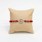 Marvel Silver BRO Silver Rakhi with Sparkling CZ Stone Charm, Silver Beads and Red Thread for Raksha Bandhan