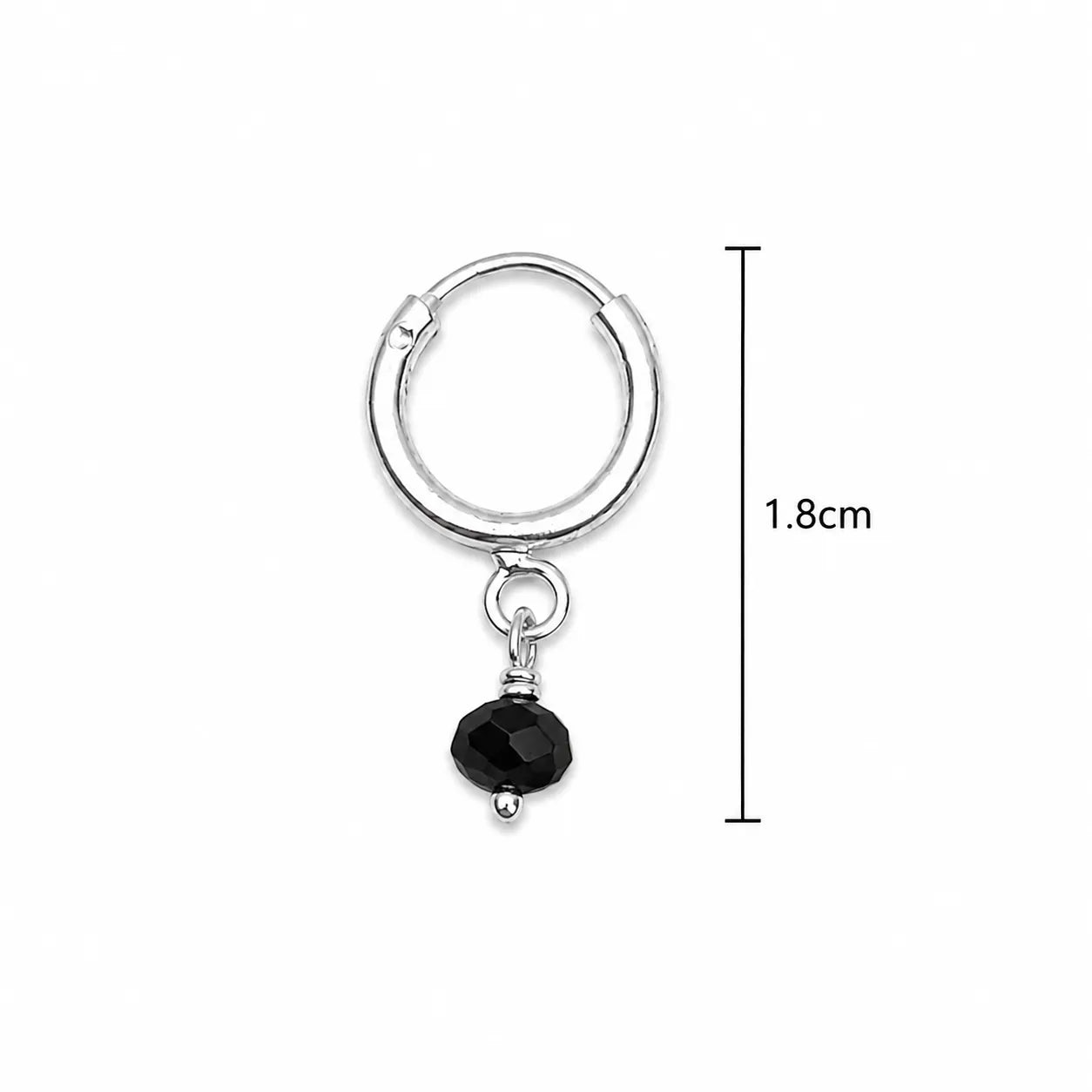 Marvel Silver black bead drop silver bali earrings with round hoop design