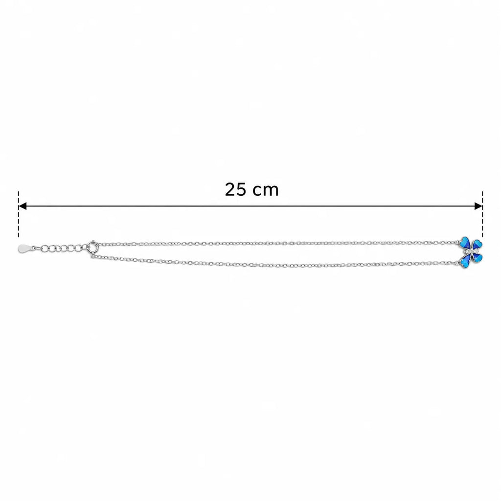 Marvel Silver Blue Aura Butterfly Silver Chain Pendant with Aqua Blue Wings and Sparkling Centre for Girls and Women
